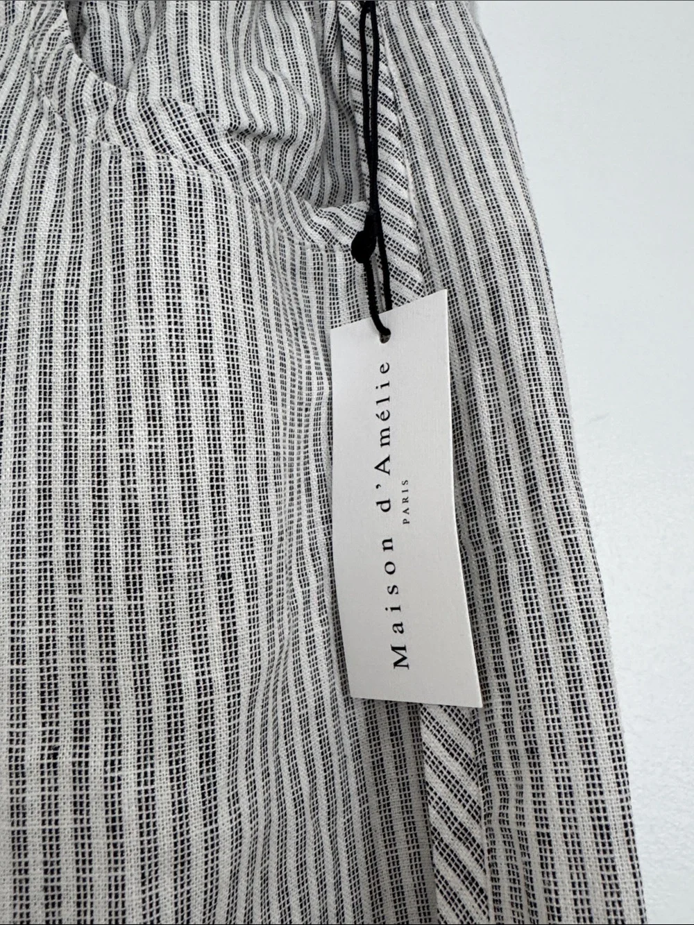 NWT! ✨ Striped Linen-Blend Barrel Leg Drawstring Pants - Picture 2 of 8